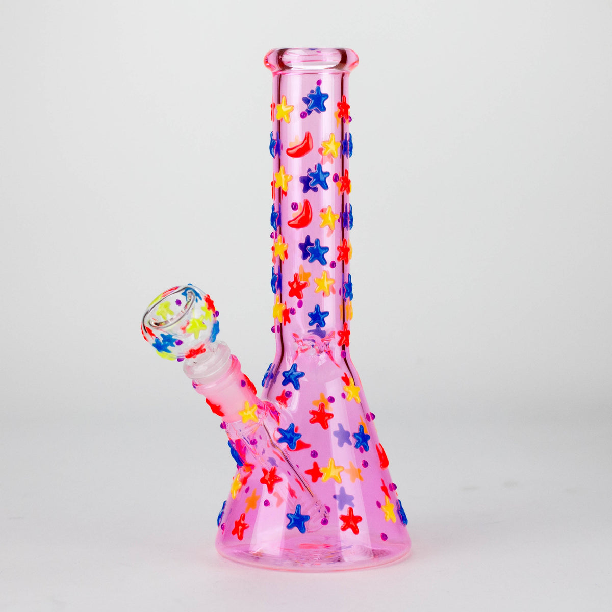 10" 3D Moon Star Design Glass Beaker Bong – Glow in the Dark