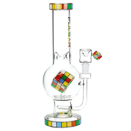 Pulsar® | 13" Rubik’s Cube Double Perc Glass Bong [WP849]